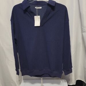 ReoRia Deep Blue V-Neck Sweater
